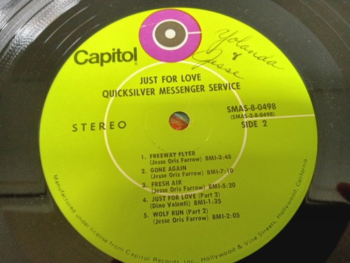 Quicksilver Messenger Service - Just For Love - Vinyl LP 1970 Capitol Records - Picture 6 of 9