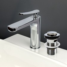 Bathroom Basin Mixer Tap + Slotted / Unslotted Waste - Mono Single Lever Chrome