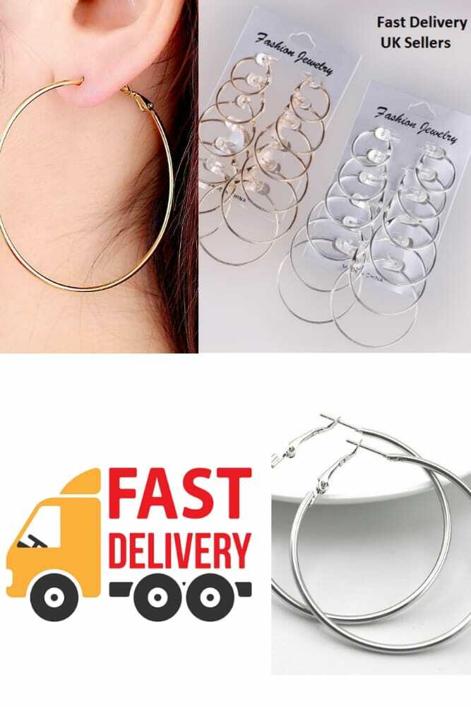 Sterling Silver & Gold Plain Hoop Earrings for Women’s Fashion Jewelry-image