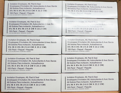 NEW (Box of 1000) Invitation Envelopes, A9, Peel & Seal 5-3/4'' x 8-3/4''