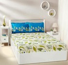 Cotton Double Bedsheet with 2 Pillow Covers Lily Bloom  Green