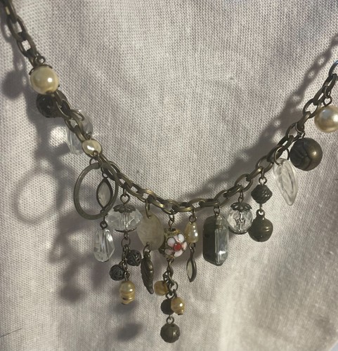 20" Steampunk necklace Antique Bronze Chain with Various Charms - Picture 6 of 9