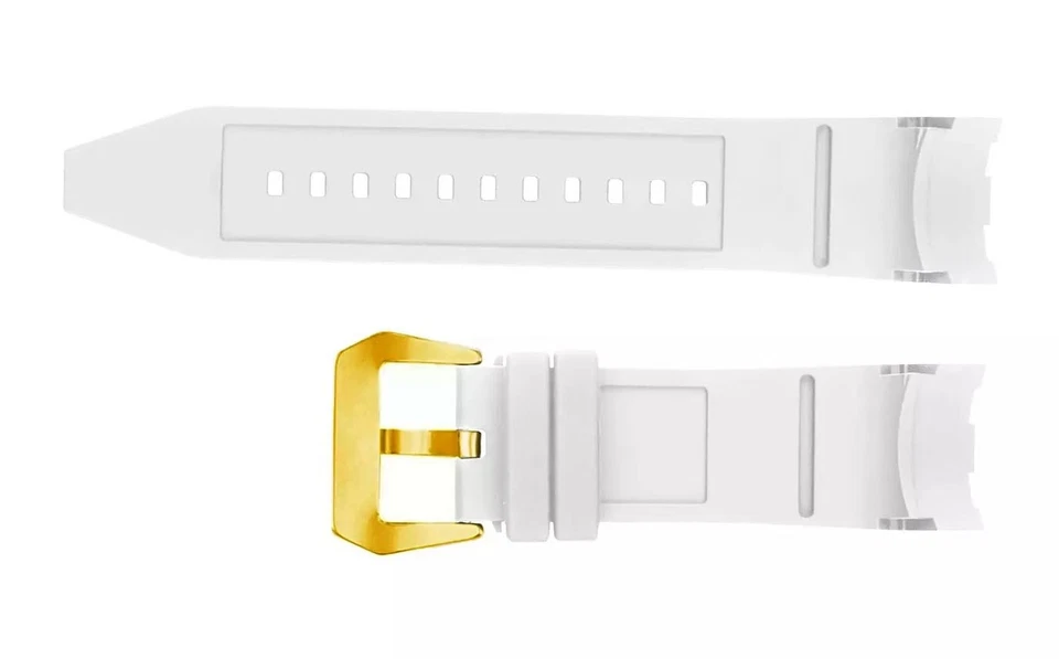 Auténtica banda de silicona blanca Invicta Pro Diver Scuba 20288 hebilla dorada Foto 2 de 3