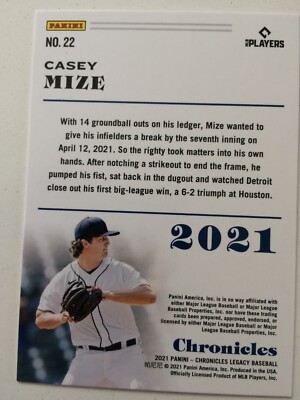 2021 Panini Chronicles red rc CASEY MIZE #ed 36/100! Detroit