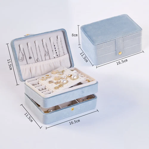 2 Schichten Schmuckkästchen Organizer Große Kapazität Ring Ohrring Halskette Aufbewahrungsbox - Bild 6 von 34