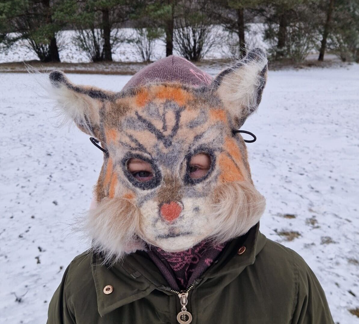 Childrens felted cat lynx cat