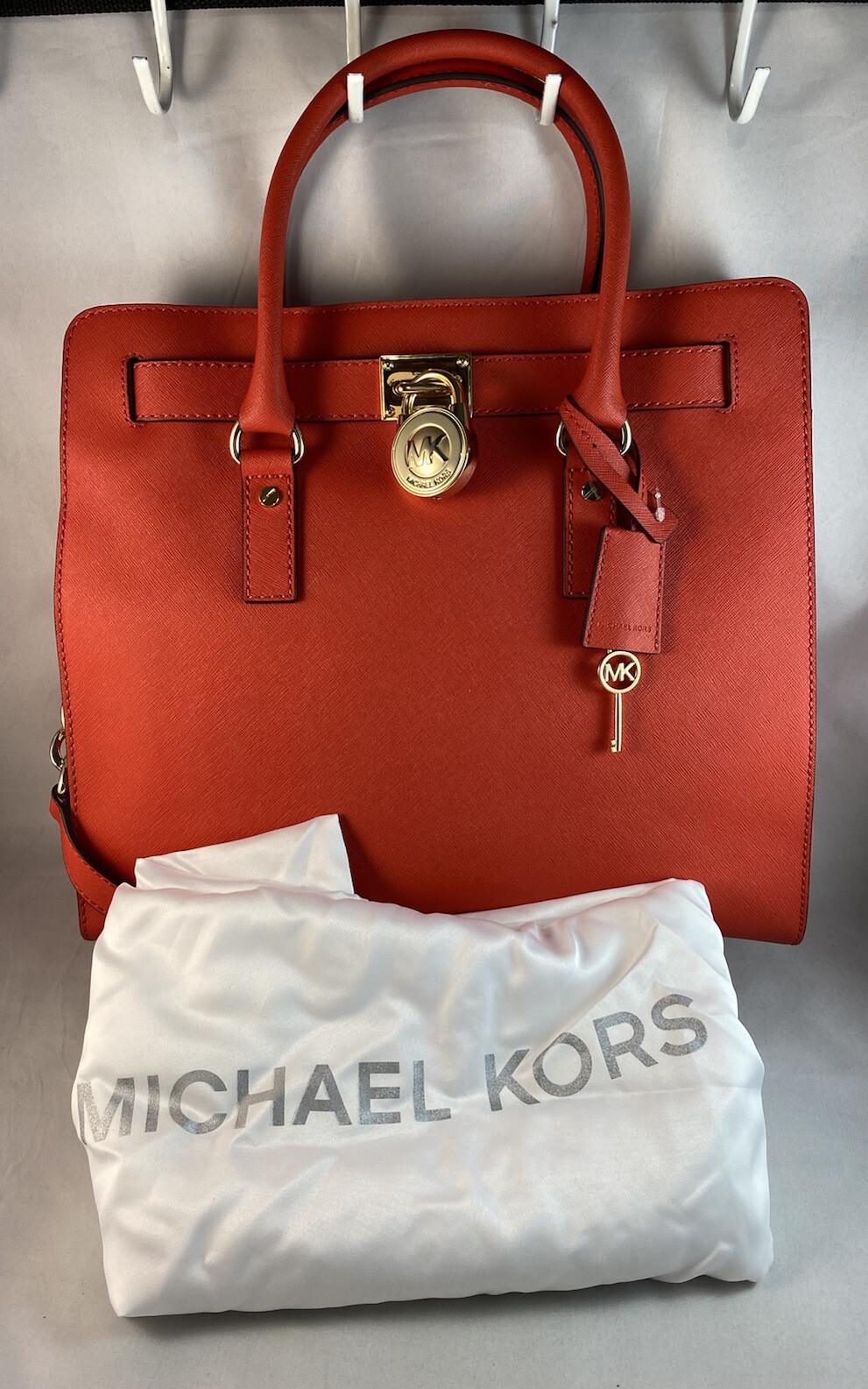 🌹MICHAEL KORS HAMILTON SAFFIANO LEATHER TOTE BAG ~ MANDARIN & GOLD ~ LARGE image 9