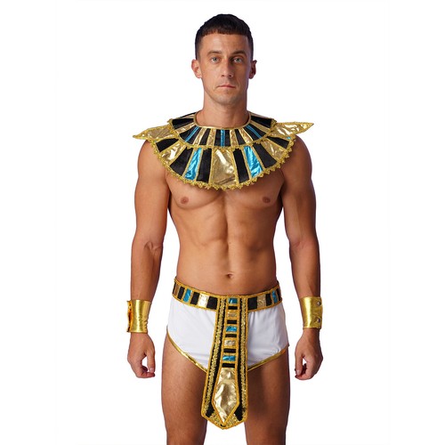 UK Men's Egyptian Costume Pharaoh Costumes Fashion King Outfit King Tut Cosplay - Picture 18 of 56