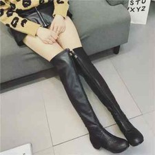 stivali coscia ginocchio donna nero tacco 3.5 cm eleganti pelle sintetica 9650