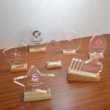 Personalised Acrylic Award Trophy Prize Plaque - Many Sizes, Shapes, and Styles