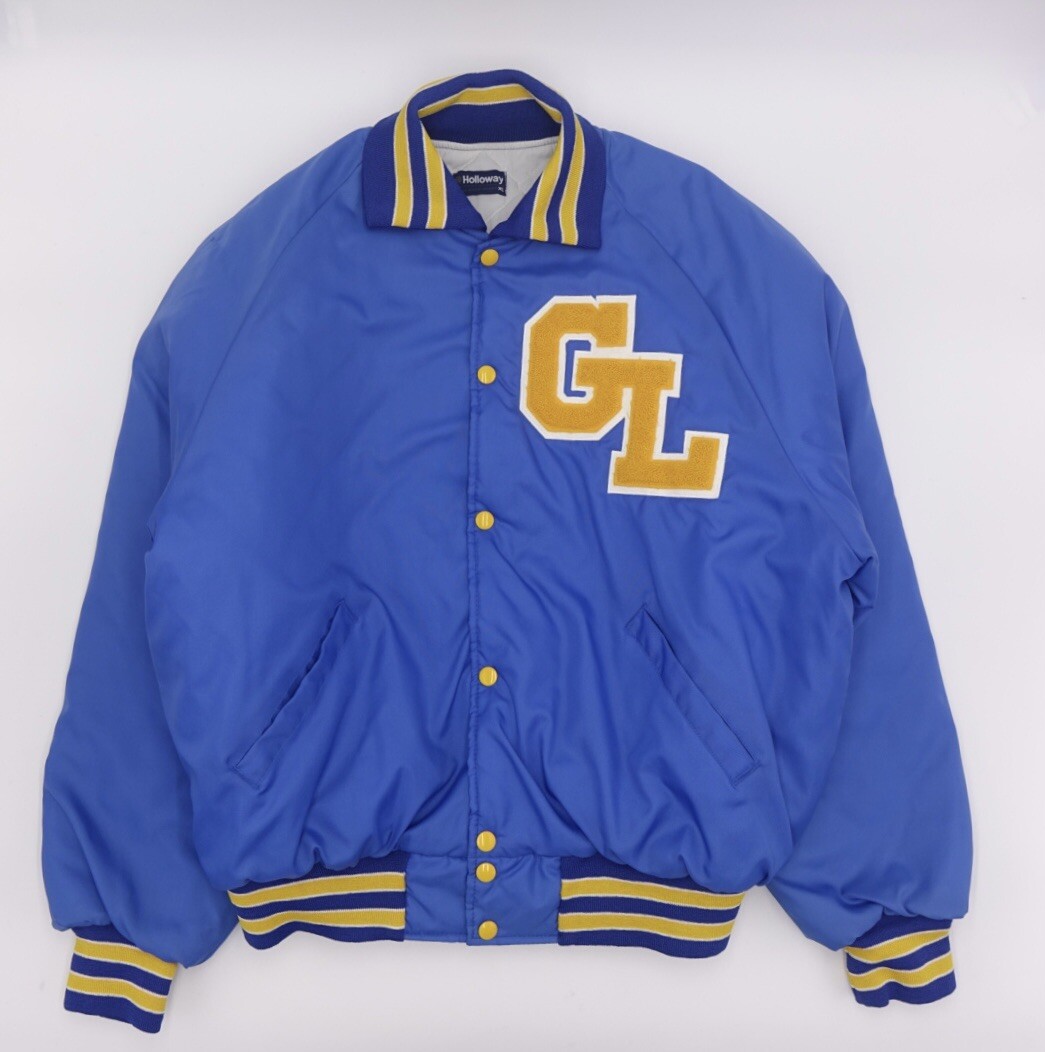 Vintage Holloway Nylon Varsity Jacket Chenile Logo Made In The USA