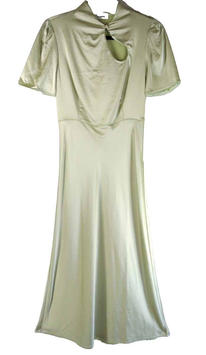 sandro almond green dress SANDRO DAY DREAM MAXI DRESS IN VISCOSE-KNIT MAXI DRESS