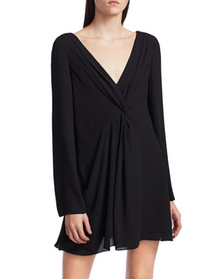 NWT - CINQ À SEPT 'Cecil' Twist-Front Crepe Dress, Black - Size 2