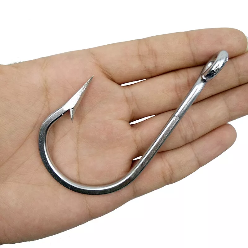 10pcs 7732 Stainless Steel Fishing Hooks Sharp Big Thick Tuna Bait Fishing  Hook