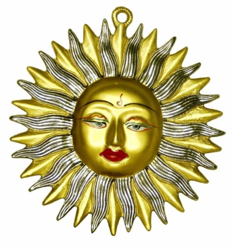 White Metal Lord Sun Shape Wall Hanging Mask Figure Figurine for Wall Decor R701 - Picture 1 of 2