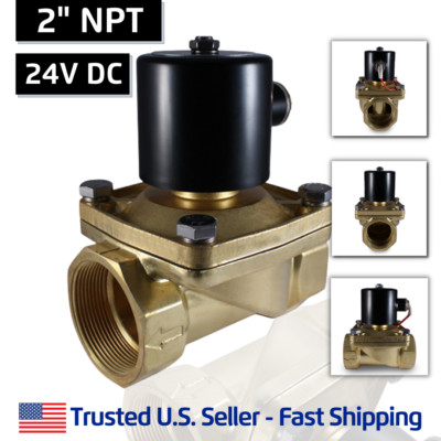 2'' Inch 24V DC Brass Electric Solenoid Valve 24 Volt VDC - FREE SHIPPING