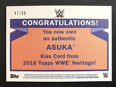 2016 Topps Heritage WWE Asuka Authentic Kiss Card #47/99 | eBay