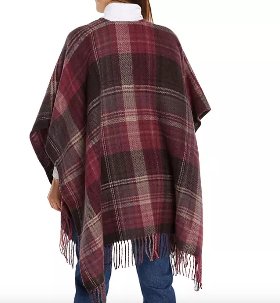 WOOLRICH Womens Burgundy Plaid Blanket WRAP NWT