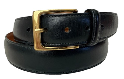 #ad Trafalgar Cortina Black Leather Belt Size 36 W Brass Buckle Handmade USA $54.99