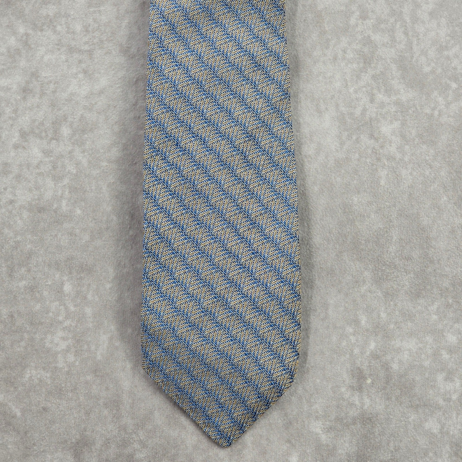 Robert Talbott Blue Orange Weave Geometric Repp S… - image 1