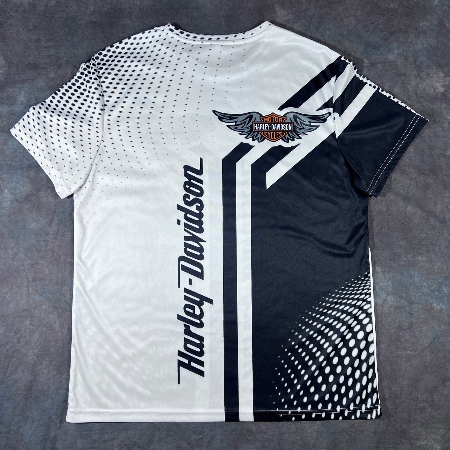 Harley Davidson T-Shirt L Black Sublimation Print Graphic Tee Motorcycle Rider