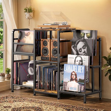 3-Tier Vinyl Record Player Stand - Holds 400 Albums  Display Shelf