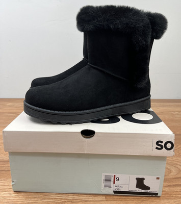SO Sonoma Paulina Women's Faux Fur Winter Boots in Black Size 9 NEW