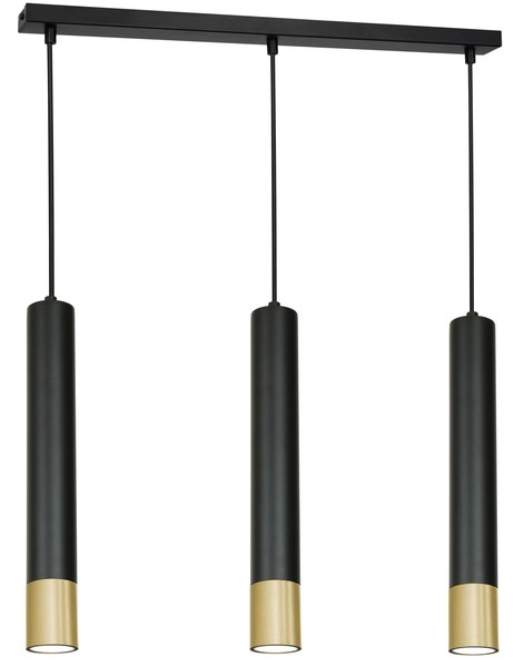Pendelleuchte GU10 Schwarz Gold 3 Flammig Metall Modern HäNgeleuchte Esstisch-image