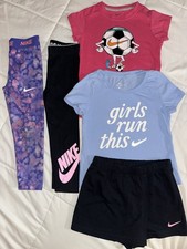 Nike Girls Outfit 5pc Set S Dri-FIT Tie Dye T-Shirts Leggings Shorts