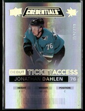2021-22 Upper Deck Credentials #124 Jonathan Dahlen San Jose Sharks Rookie Card. rookie card picture