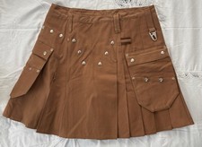 Utilikilts Mens Brown Canvas Cargo Pleated Kilt Size 40 NEW