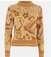 ZIMMERMANN Concert Jacquard Crewneck Gold Sweater Merino Wool Women s US 8 M