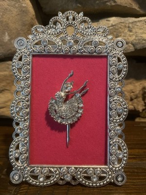 Crystal Rhinestone Ballerina Ballet Silver Frame Decor