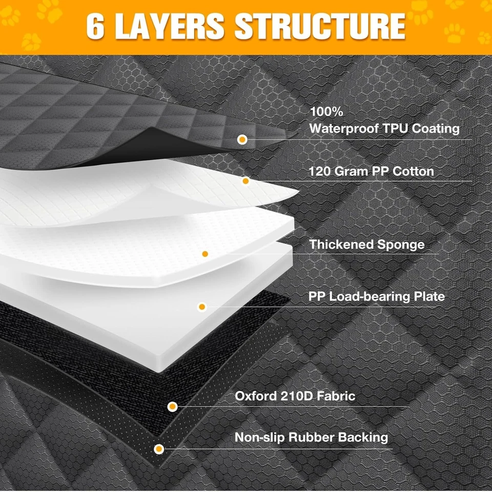 Asiento de coche grande para perros, extensor de asiento trasero para perros con 3 ventanas de malla, impermeable Foto 4 de 4