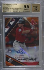 2017 Bowman Platinum MLB Auto Orange 2/25 Andrew Benintendi BGS 9.5 GEM MINT 1v3