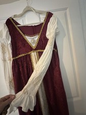 Beautiful Renissance Medieval Princess Costume Dress Women's Red/Gold/Cream