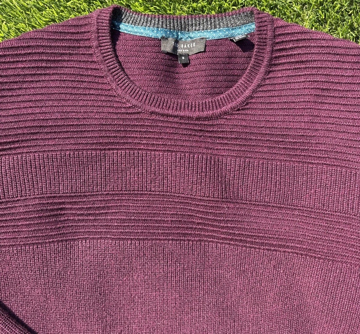 Ted Baker Sweater Merino Wool Burgundy Crew Ted M… - image 5