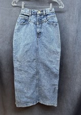 VTG 80s Denim Pencil Skirt Acid Wash Super High Waist 11/12