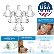 Dr. Brown's Ultra-Preemie Baby Bottle Nipple, 100 Silicone, Anti-Colic, 6 Pack