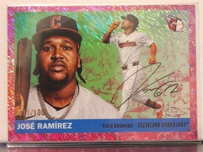 2025 Topps Chrome Platinum Jose Ramirez Pink Shimmer /100 Cleveland Guardians 