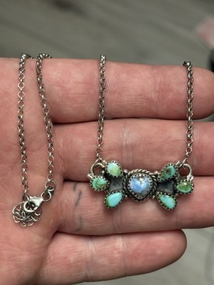 STERLING SILVER SONORAN GOLD GOLDEN HILLS TURQUOISE CLUSTER BAR NECKLACE .925