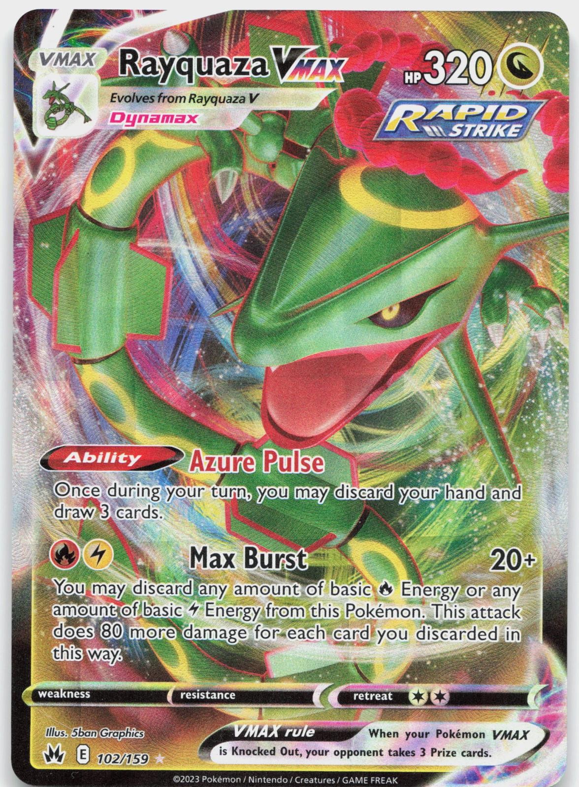 Rayquaza VMAX 102/159 Holo VMAX Rare Crown Zenith Pokemon Near Mint