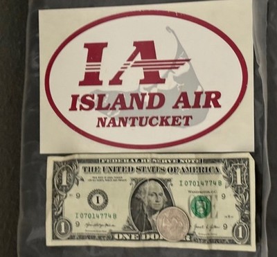 Airline Decal Old Vintage Nantucket Island Massachusetts Island Air Unpeeled