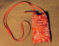 Supreme  Red Puffer Neck Pouch Purse, Phone Carrier  adjustable strap