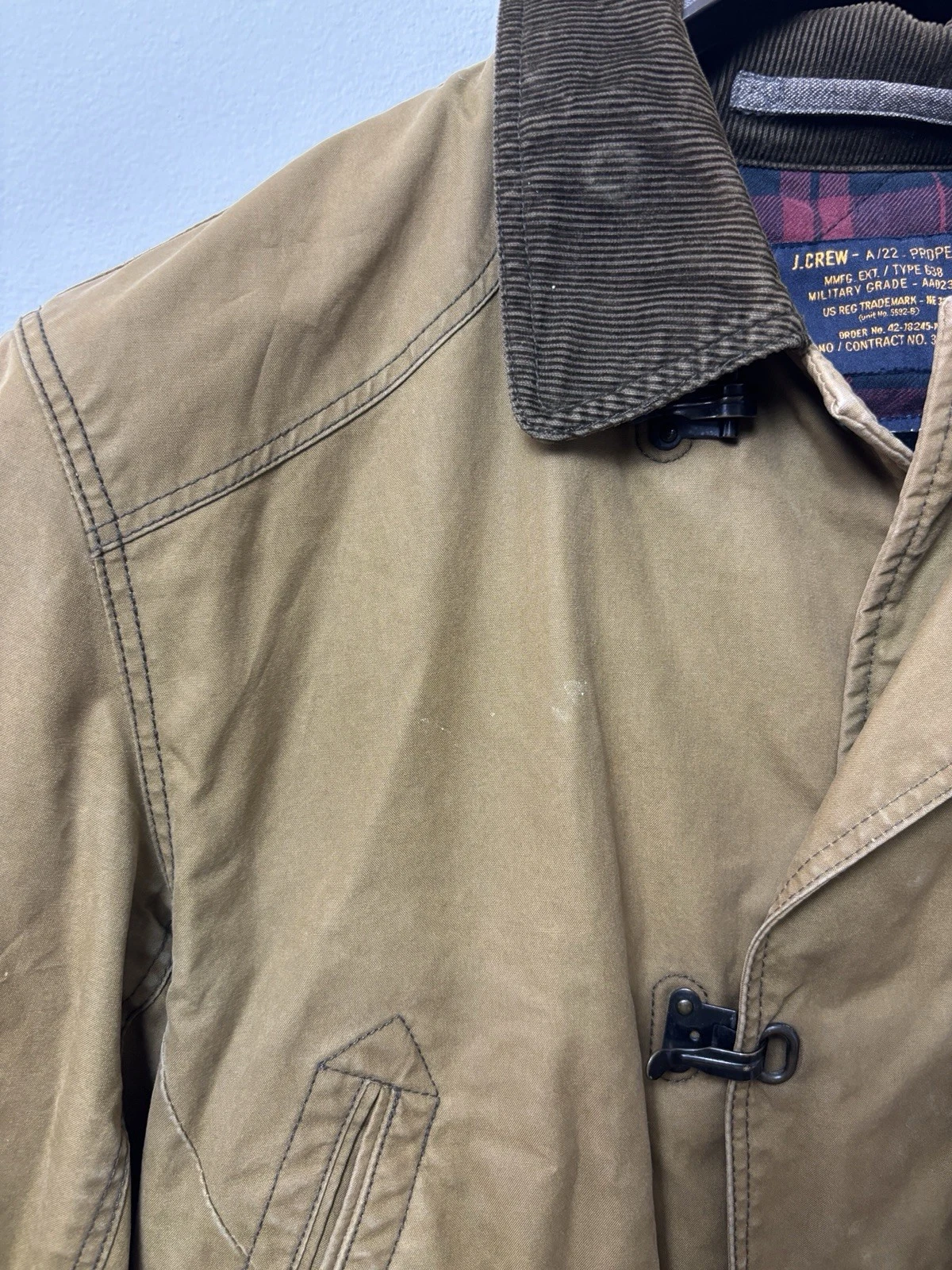 J Crew Jacket Mens M Brown Tan Woodland Military Field Barn Coat Lobster Fireman - product detail image 4