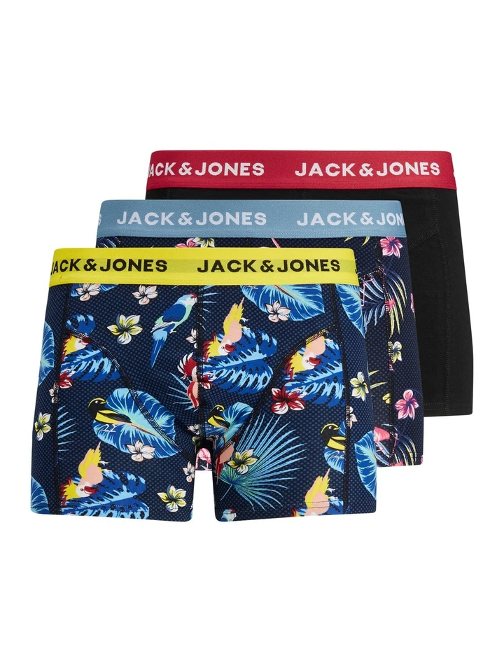 Jack & Jones Boxers Pour Hommes JACFLOWER BIRD TRUNKS Lot De 3 S M L XL XXL - Photo 1/1