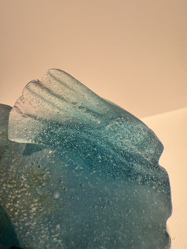 Daum France Pate de Verre Blue frog with Gold Eyes Mint Condition - Picture 14 of 24