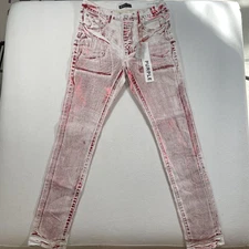 Purple Brand Jeans Mens 31 White Ray Cherry Tomato Foil P001 Slim Fit Stretch