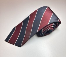 New Vintage Brooks Brothers Mens Tie Burgundy/Navy w gray Stripe Repp Silk/Wool