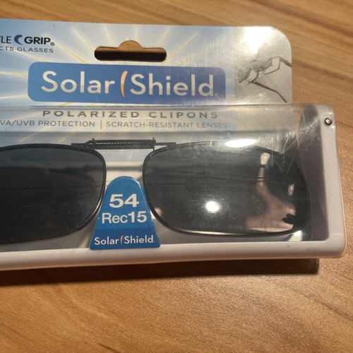 Solar Shield Polarized Clip On Sunglasses 54 rec 15 Full Frame Gray Lens - Picture 7 of 7
